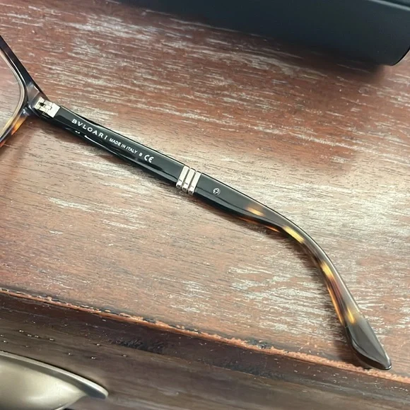 Bulgari 3018 5251 Havana clear brown tortoise eyeglasses with round black case - Picture 8 of 16